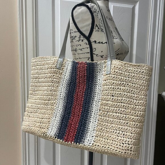 CROCHET STRAW TOTE BAG Boho chic INC AESTHETIC SUMMER BEACHY - Picture 11 of 13
